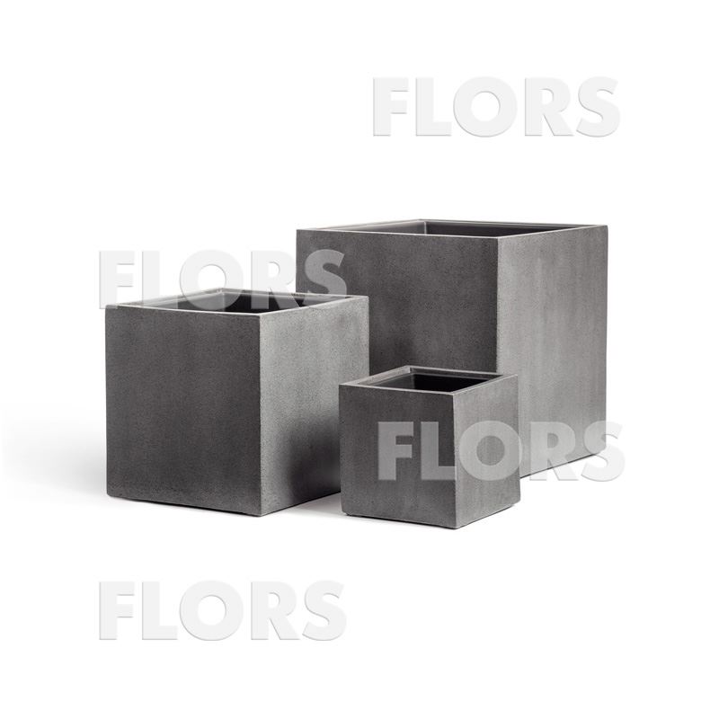 Кашпо TREEZ Effectory Beton Куб Тёмно-серый бетон 20х20х20 см