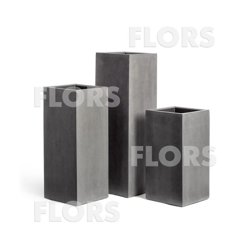 Кашпо TREEZ Effectory Beton Высокий куб Тёмно-серый бетон в-60 см, 31х31 см 1/1