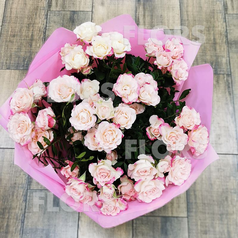Букет роз кустовых розовых, 7шт