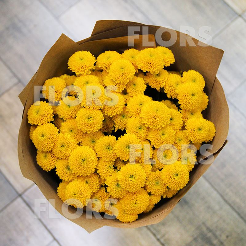 Букет хризантем сантини желтых, 15шт