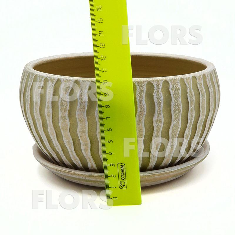 Горшок керамический 18x18x11 см, 1,7л, Матис зеленый, для кактусов, суккулентов и бонсай