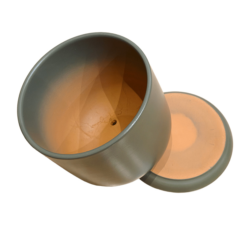 Горшок керамика Цилиндр серо-зеленый