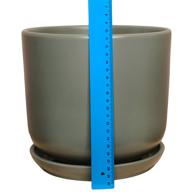 Горшок керамика Цилиндр серо-зеленый