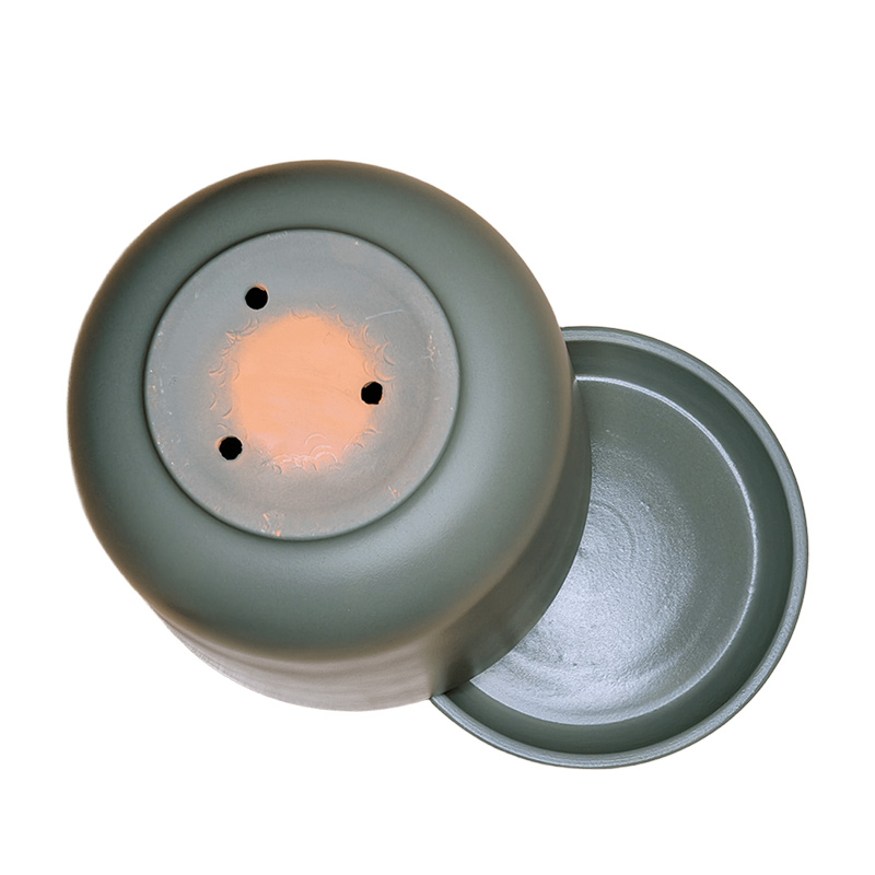 Горшок керамика Цилиндр серо-зеленый