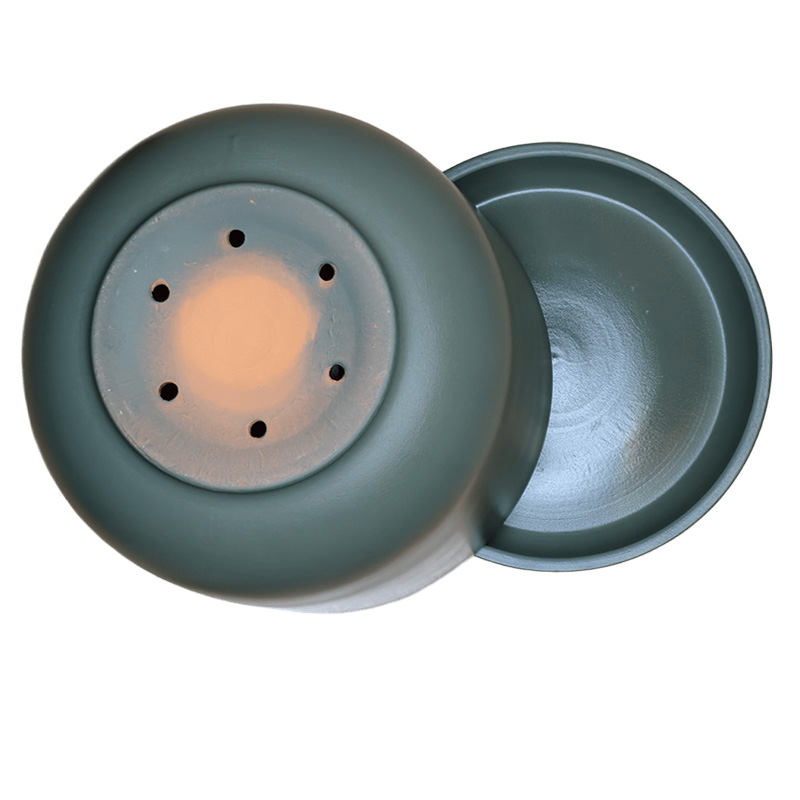 Горшок керамика Цилиндр серо-зеленый