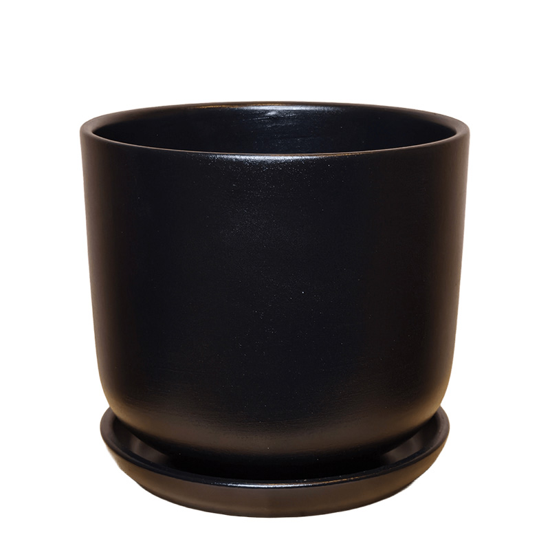 Горшок керамика Цилиндр черный