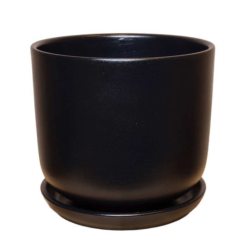 Горшок керамика Цилиндр черный