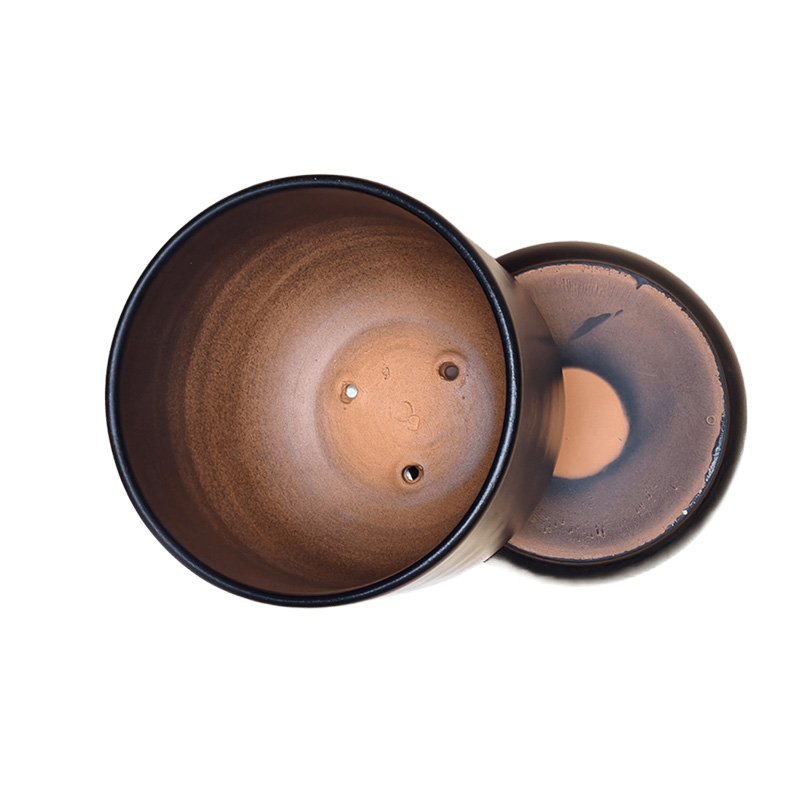 Горшок керамика Цилиндр черный