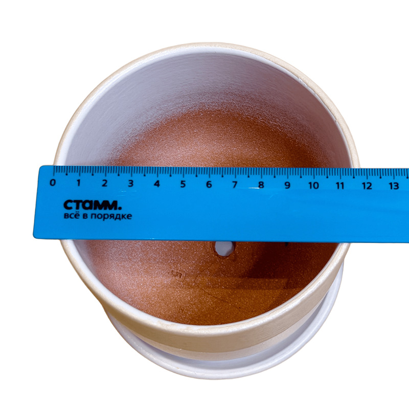 Горшок керамика Цилиндр Волна Беж