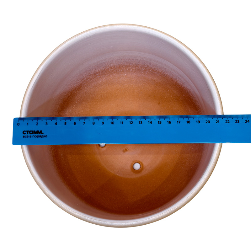 Горшок керамика Цилиндр Волна Беж