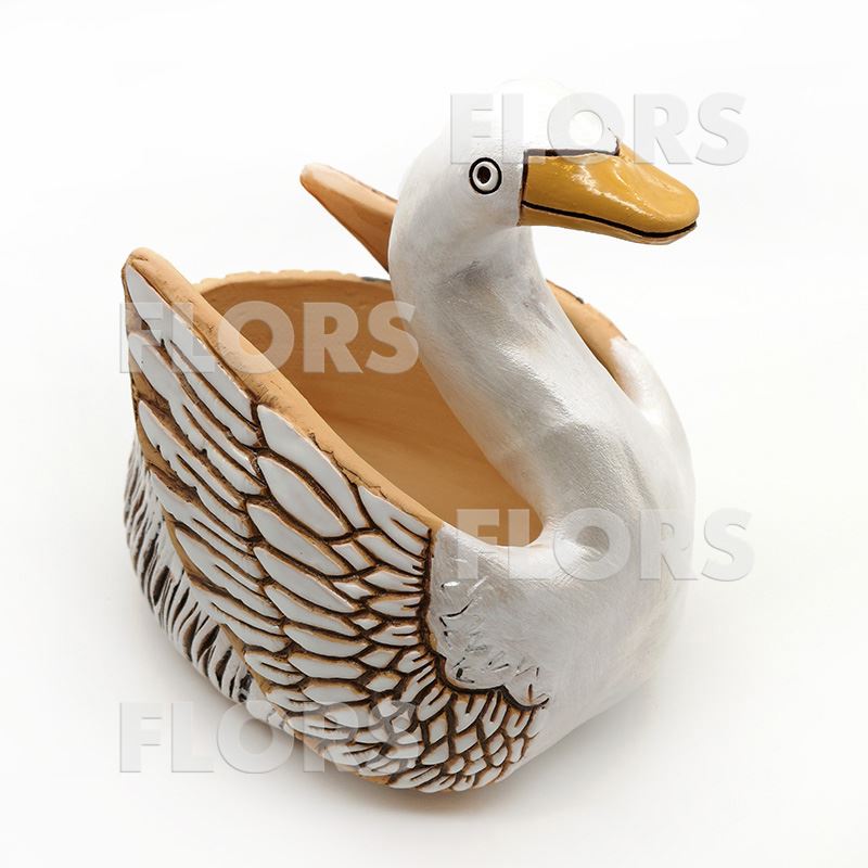 Кашпо керамика Лебедь белый