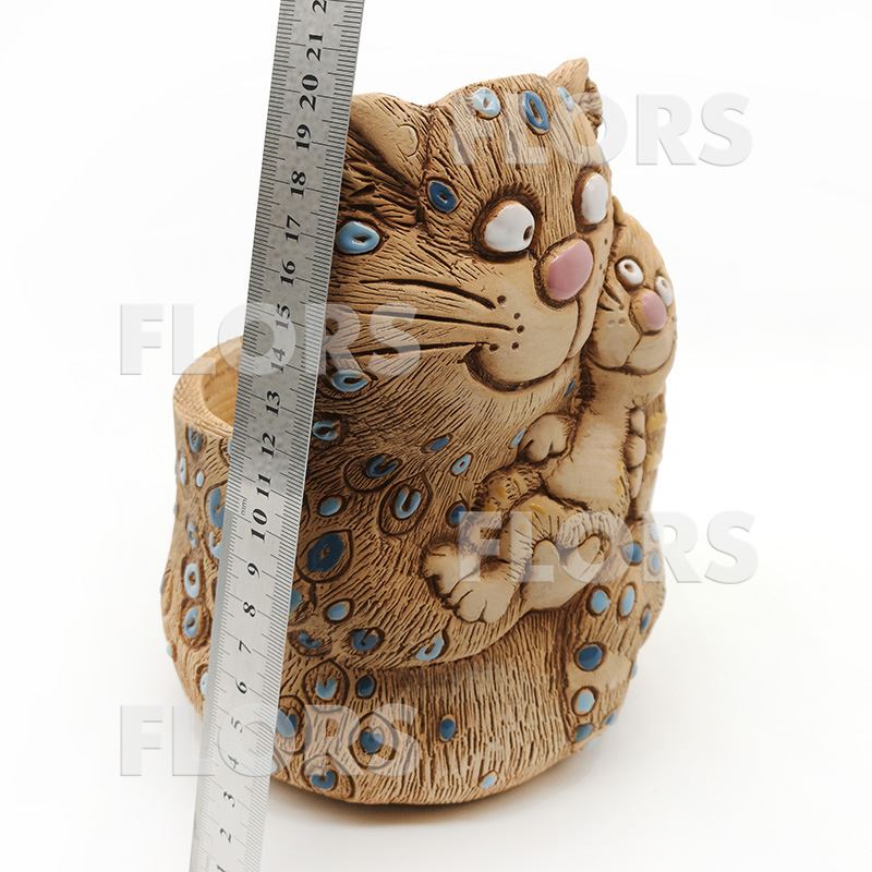 Кашпо керамика Кошка с котенком