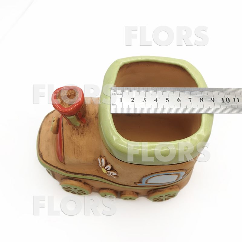 Кашпо керамика Поезд и два вагона