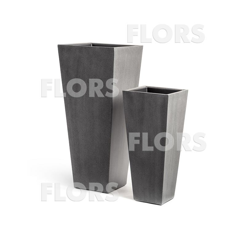 Кашпо TREEZ Effectory Beton Высокая трапеция Тёмно-серый бетон в-67 см, 30х30 см