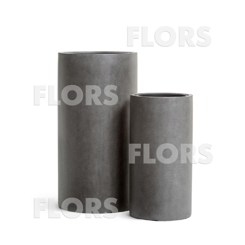 Кашпо TREEZ Effectory Beton Высокий цилиндр Тёмно-серый бетон в-80 см, д-41 см